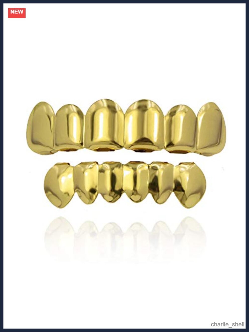 Men's Dental Grills Set with Molding Bars 6 Fangs Teeth Gold Plated